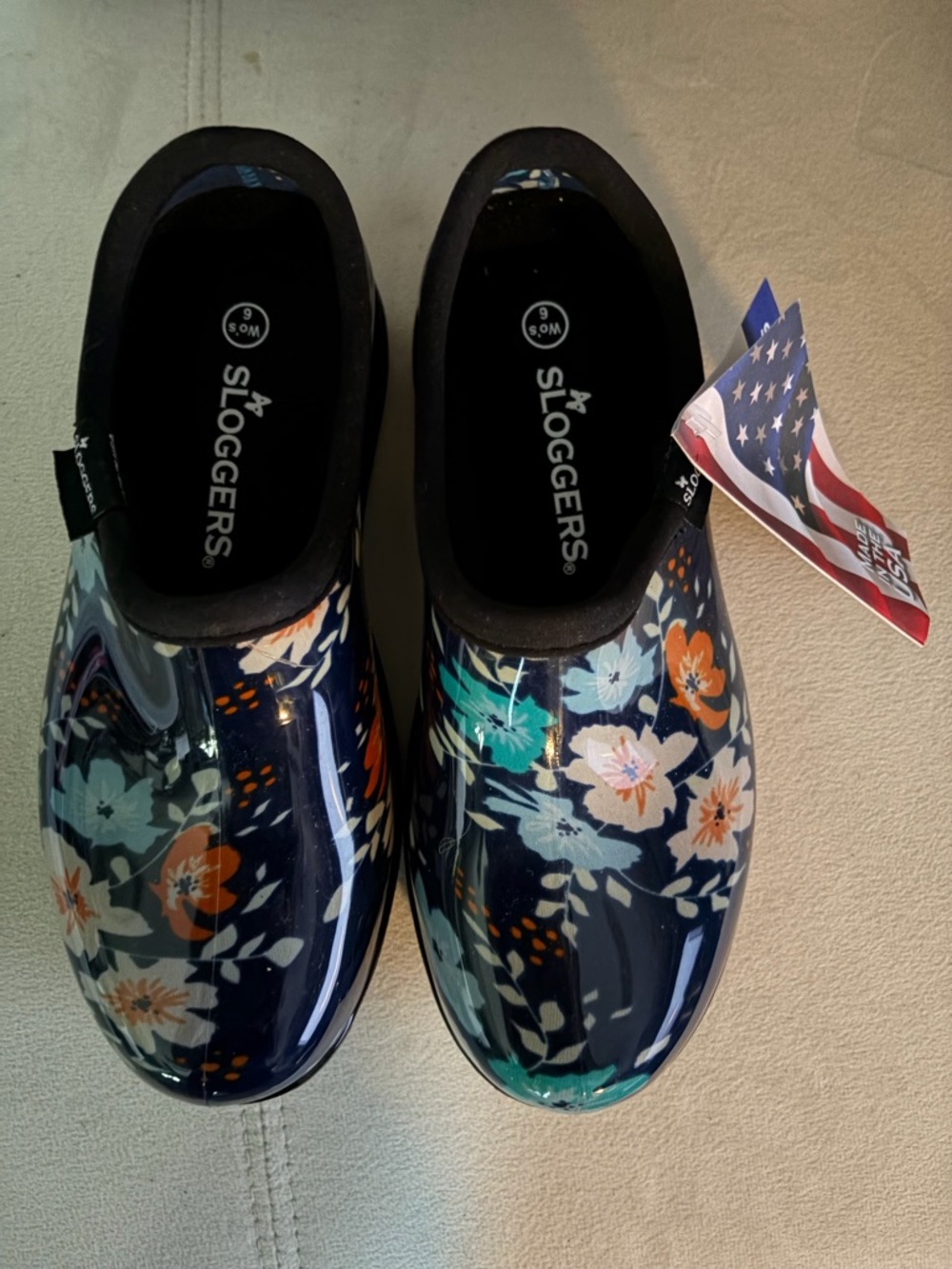 Sloggers Women’s Floral Waterproof Slip-On Shoes - Navy/Multicolor